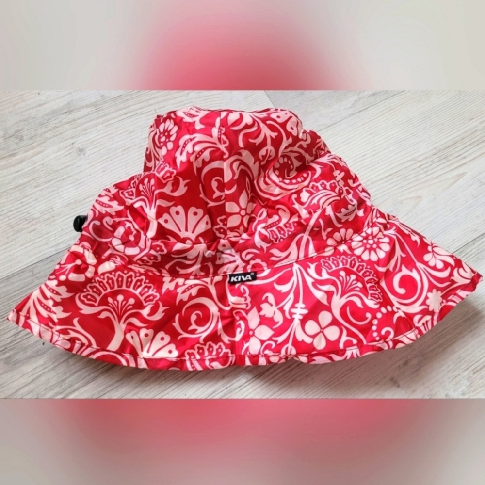 Red Patterned Sun Hat Kiva Red Bucket Hide-Away Hat